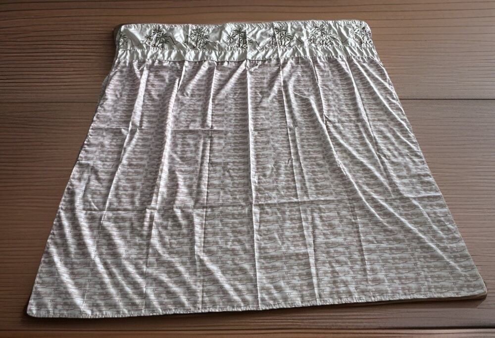 PALM TREE Embroidered Shower Curtain Tan Beige Green Tropical Island Home Decor